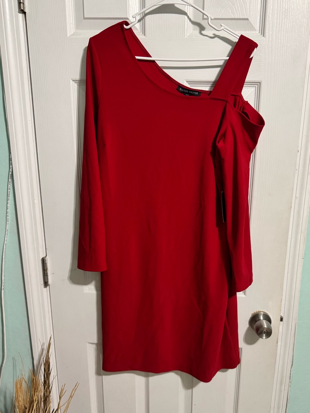 Boston Proper One-Shoulder Scarlet Red Dress